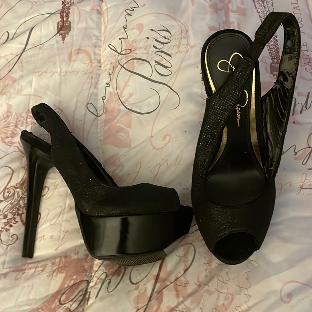 Black glittery heels